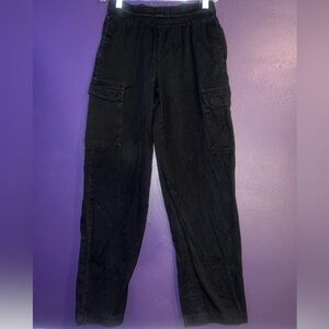 black cargo chef pants with drawstring